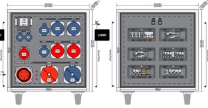 P-BOX 125amp 3F+N+T 400/230V BOX 19″ HE12U in ROAD CASE,